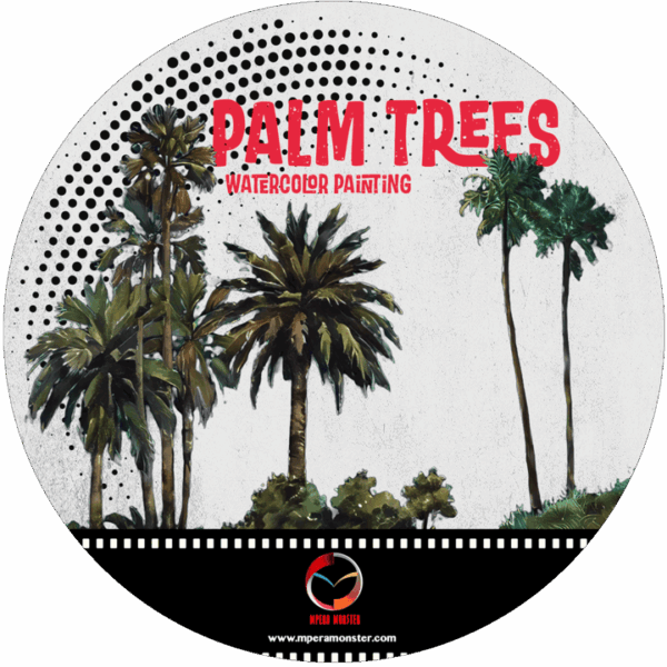 Palm Trees Watercolor painting Package